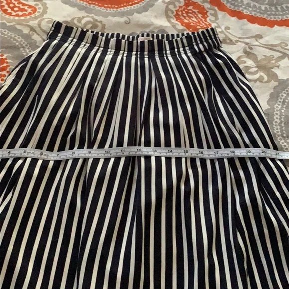 Women’s J Crew Striped Pleated Midi Skirt - Sz 0 - Picture 7 of 11